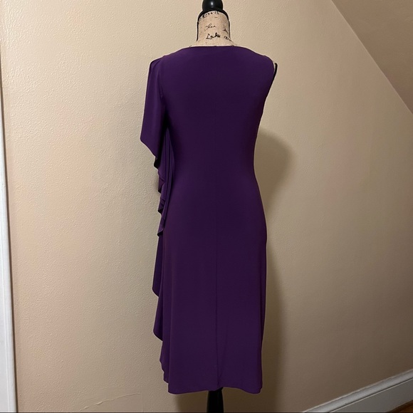 NWT LAUREN by Ralph Lauren Purple One-Shouldered Form-Fitting Dress Size 4 - Picture 3 of 5